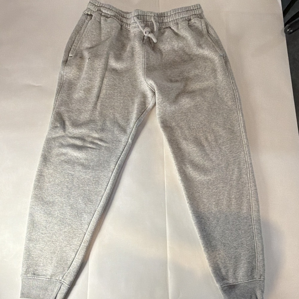 Hollister Men's Gray Jogger Pants L Cotton Knit Drawstring Elastic Waist Pockets